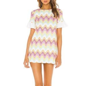 Tularosa Womens Lexi Pastel Embroidered Shift Dress Med Rainbow